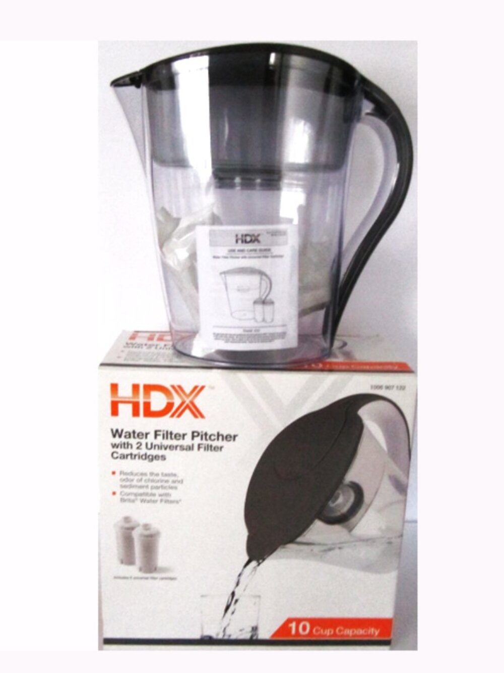 Water Filter Pitcher with 2 Universal Filter Cartridges by HDX NEW